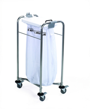 1 BAG STAINLESS STEEL MEDI LAUNDRY CART WITH WHITE LID