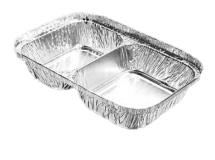 2 COMPARTMENT FOIL TRAY 205X135X30MM