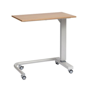 GAS LIFT OVERBED TABLE OAK WITH CASTORS
