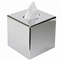CUBE TISSUE BOX COVER IN POLISHED CHROME