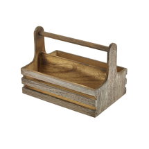 RUSTIC WOODEN TABLE CADDY 24.5X16.5X18CM