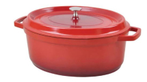 OVAL ALUMINIUM CASSEROLE DISH AND LID 5.8LTR RED