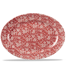 CHURCHILL SUPER VITRIFIED VINTAGE PRINTS CRANBERRY VICTORIAN CALICO OVAL DISH 14.4X11.5inch