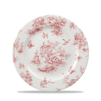 CHURCHILL SUPER VITRIFIED VINTAGE PRINTS CRANBERRY TOILE PLATE 8.3Inch