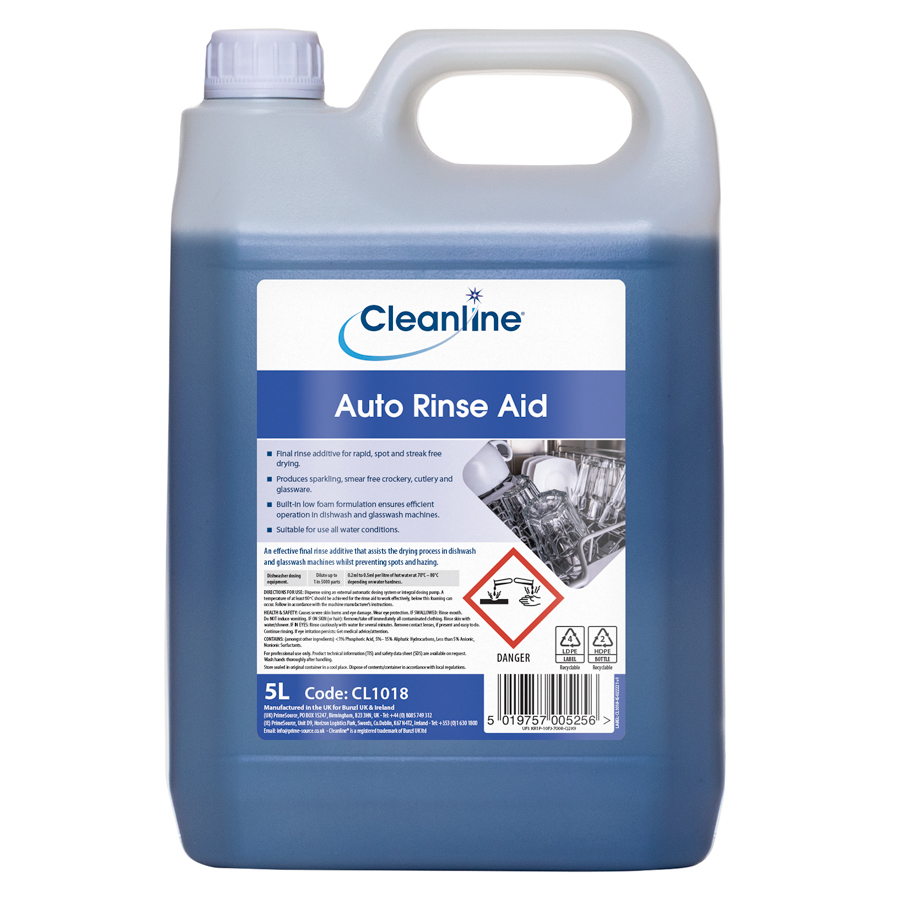 Auto Rinse Additive Rinse Aid CLEANLINE AUTO DISHWASH & GLASSWASH RINSE AID 5L - Comax UK