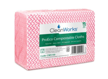 CLEANWORKS PROECO COMPOSTABLE CLOTHS RED 16X50 PACKS