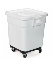 SQUARE HUSKEE BIN WHITE WITH LID AND WHEELS 140LTR