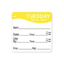 DISSOLVE DAY LABEL USE BY DATE 51X51CM TUESDAY