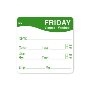 2Inch REMOVABLE DAY OF THE WEEK LABEL - FRIDAY