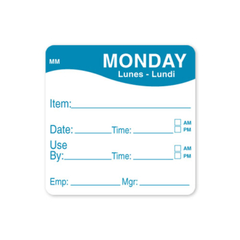 2Inch REMOVABLE DAY OF THE WEEK LABEL - MONDAY