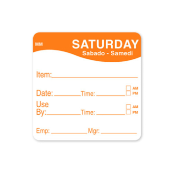 2Inch REMOVABLE DAY OF THE WEEK LABEL SATURDAY