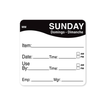 2Inch REMOVABLE DAY OF THE WEEK LABEL - SUNDAY