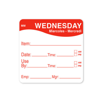2Inch REMOVABLE DAY OF THE WEEK LABEL - WEDNESDAY