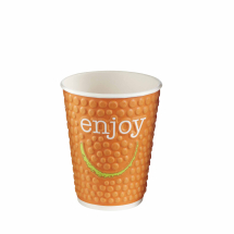DW9 EMBOSSED ENJOY 8/9OZ CUP MIXED COLOURS