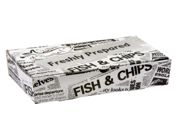 FISH AND CHIP BOX LARGE NEWS PAPER PRINT 153 X 310 X 52MM