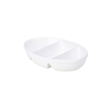 GENWARE WHITE PORCELAIN 3 DIVIDED OVAL DISH 11X7.7Inch