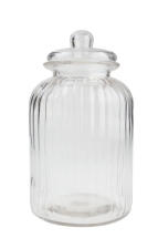 GLASS JAR RIBBED WITH LID 175 X 315MM 13006