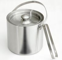ASLOTEL ICE BUCKET WITH TONGS 2LTR 170X155MM BRUSHED S/S