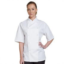 DENNYS SHORT SLEEVED BLACK CHEF JACKET SMALL *CLEARANCE*