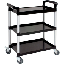 LARGE 3 TIER CLEARING TROLLEY BLACK 1030X500X910MM