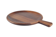 inchTUSCANYinch ROUND PLATTER WITH HANDLE IN ACACIA 365x280x20