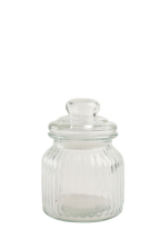 SMALL RIBBED GLASS JAR (600ML) D113x H150 13001