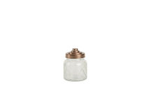 SMALL LATTICE GLASS JAR WITH COPPER LID (600ML) D106x H137