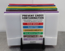 LOW DENSITY CHOPPING BOARD AND RACK 7 COLOURS WITH LABELS