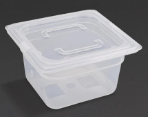 VOGUE POLYPROPYLENE 1/6 GASTRO CONTAINER WITH LID 100MM X4