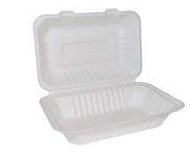 LARGE HINGED FOODBOX BAGASSE 9 X 6inch