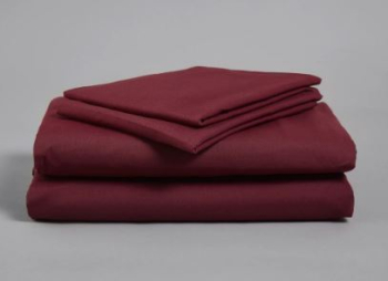 BURGUNDY SINGLE FITTED POLY COTTON SHEET 191 X 90CM
