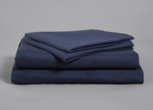 NAVY SINGLE FITTED POLY COTTON SHEET 191 X 90CM
