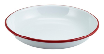 GENWARE ENAMEL WHITE/RED RIM COUPE PLATE 7.9inch