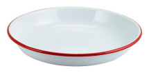 GENWARE ENAMEL WHITE/RED RIM COUPE PLATE 9.4inch