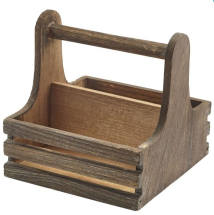 GENWARE SMALL RUSTIC WOODEN TABLE CADDY 5.9X6inch