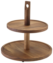 GENWARE ACACIA WOOD TWO TIER CAKE STAND 11.4inch