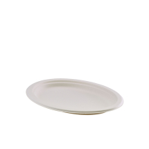 GENWARE COMPOSTABLE BAGASSE OVAL PLATE 20 X 26CM (50PCS)