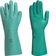 NITRILE GAUNTLET GLOVE GREEN 33CM SMALL DF054-S FLOCK LINED