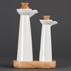 OLYMPIA WHITEWARE OIL/VINEGAR SET WITH WOODEN BASE  CB705