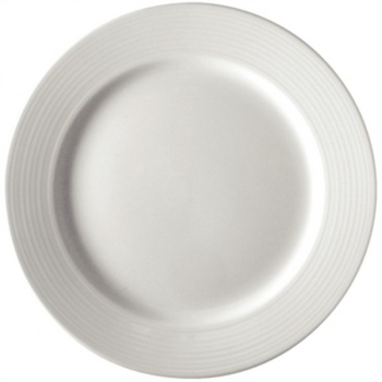 OLYMPIA LINEAR WIDE RIMMED PLATE WHITE 10Inch X12
