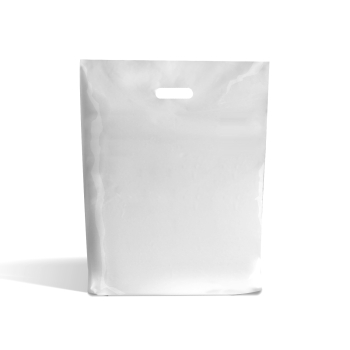 PLASTIC CARRIER BAG PUNCH OUT HANDLE WHITE  15x18x3Inch