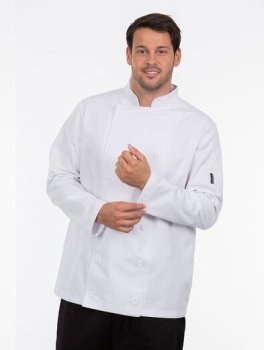 UNISEX BUTTON LONG SLEEVE CHEF JACKET WHITE SMALL
