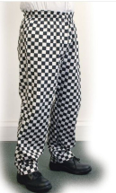 LGE BLACK CHECK BAGGY TROUSERS SIZE LARGE