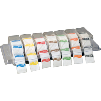REMOVABLE DAY OF THE WEEK LABEL DISPENSER & SET OF LABELS CLEARVIEW