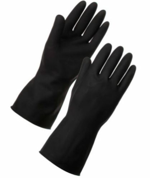 HEAVY WEIGHT BLACK RUBBER GLOVES LARGE SIZE9