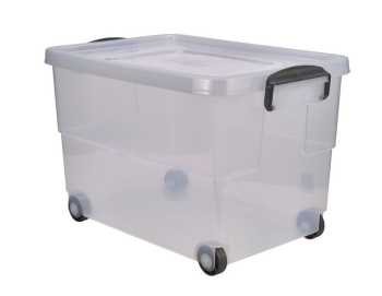 60LTR STORAGE BOX ON WHEELS WITH CLIP HANDLES