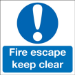 KEEP CLEAR FIRE EXIT' SELF ADHESIVE SIGN 150X450MM