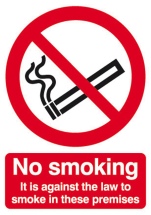 NO SMOKING...ON THESE PREMISES' SELF ADHESIVE SIGN 210X148MM