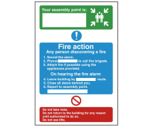 FIRE ACTION SIGN 300X200MM RIGID