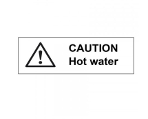CAUTION HOT WATER CLEAR ADHESIVE VINLY SIGN